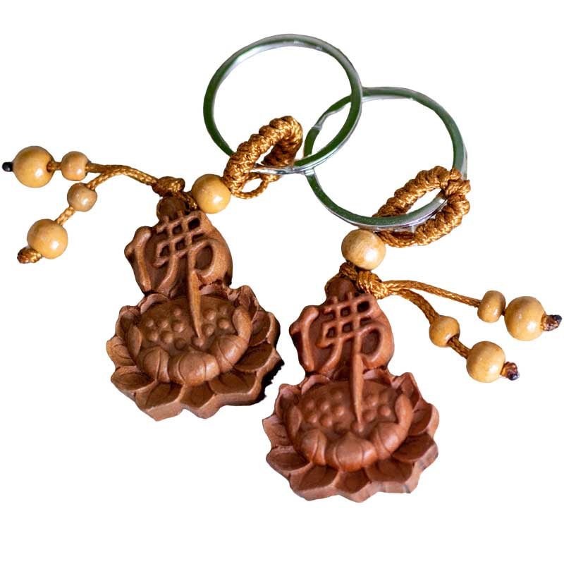 Amuleto Chaveiro Zen Madeira | Lótus budismo,chaveiro,elas,madeira,oriental