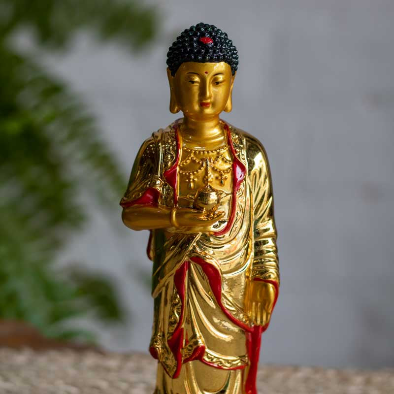 Estatueta Buddha em Pé Gold em Resina buda,budismo,estatuetas,misticos,oriental,unisex