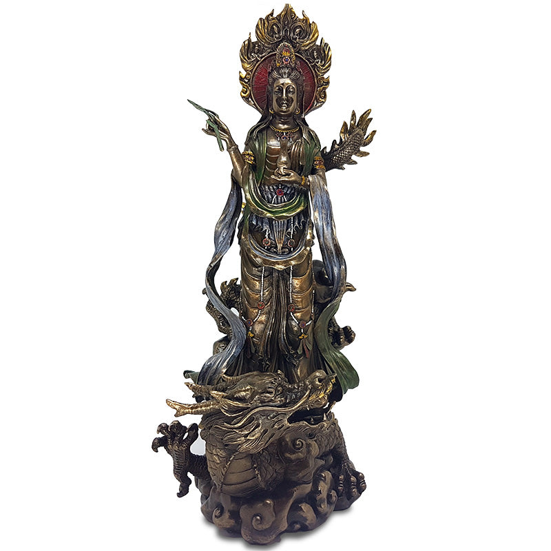 Estatueta da Deusa Budista Kuan Yin e Dragão estatuetas