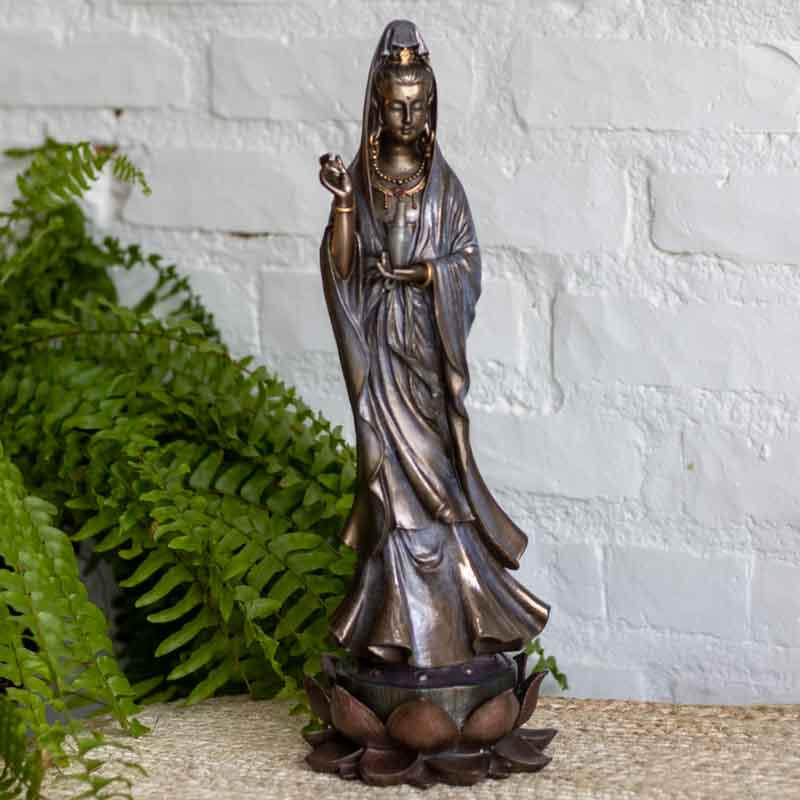 Estatueta Kuan Yin Lótus 38cm | Veronese budismo,divindade,elas,estatuetas,kuan yin,veronese