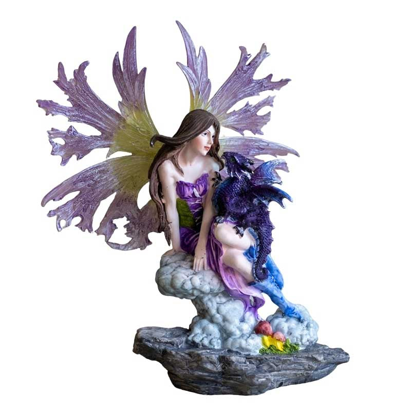 Escultura Fada e Dragão 30cm | Veronese Design dragao,elas,elementais,estatuetas,fada,ludico,veronese
