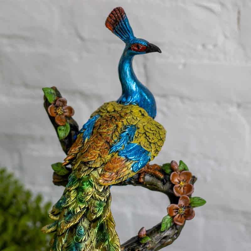 Estatueta Decorativa Pavão Realista Color 40cm animais,elas,estatuetas,pavao