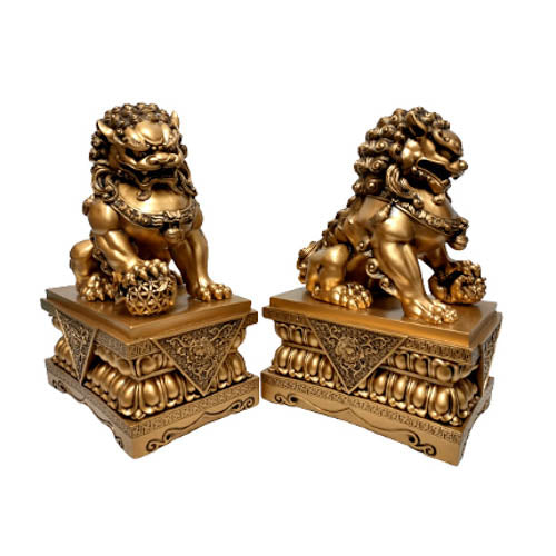 Par de Estatuetas Guardiões Leões Fu 45cm animais,budismo,eles,estatuetas,guardiao,oriental