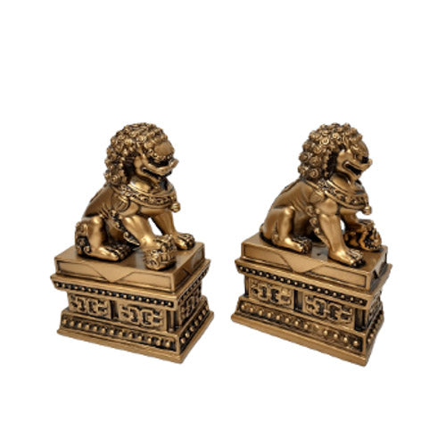 Estatuetas Par de Leões Fu em Resina | Beijing animais,budismo,eles,estatuetas,guardiao,oriental