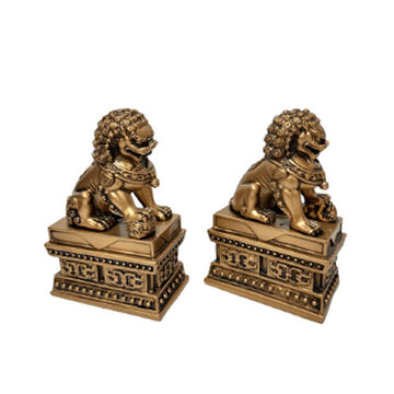 Estatuetas Par de Leões Fu em Resina | Beijing animais,budismo,eles,estatuetas,guardiao,oriental