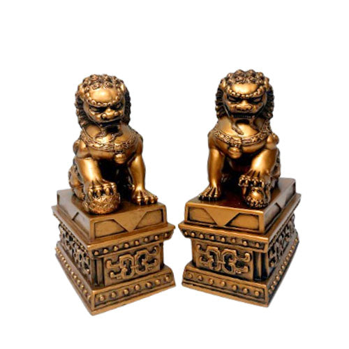 Enfeite Aparador de Livros Guardiões Leões Fu animais,budismo,eles,estatuetas,guardiao,oriental