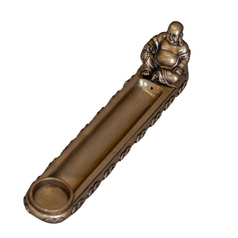 Enfeite / Incensário Happy Buddha Gold budismo,incensario,monge,unisex