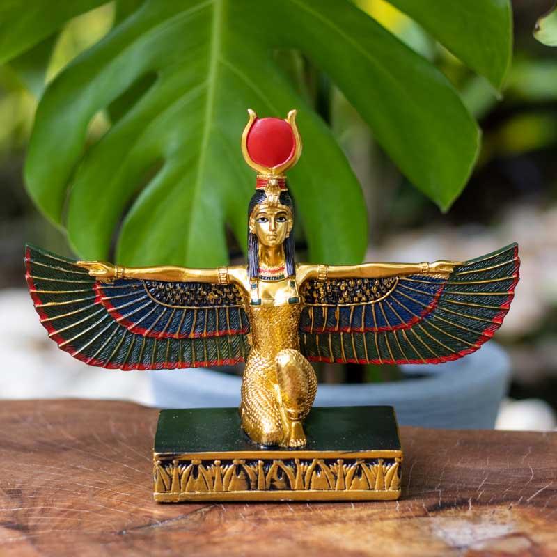 Estatueta Isis Alada Dourada em Resina | China divindades,elas,estatuetas,isis