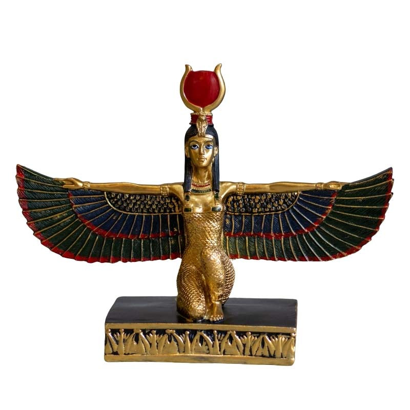 Estatueta Isis Alada Dourada em Resina | China divindades,elas,estatuetas,isis