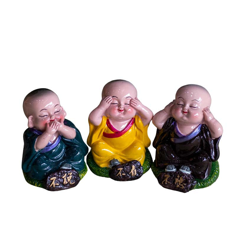 Estatuetas Trio de Monges da Justiça Zen Coloridos budismo,estatuetas,misticos,monge,oriental,resina,unisex