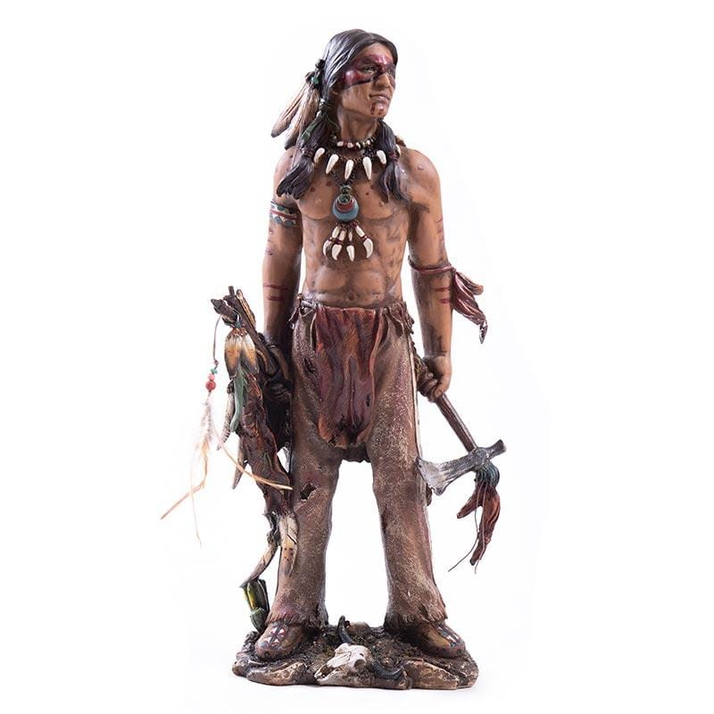 Escultura Índio Caçador em Resina 50cm cacique,eles,estatuetas,sioux,xama