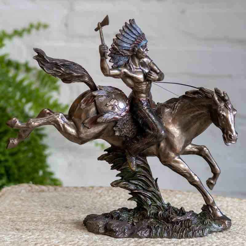 estatua-decorativa-bronzeada-modelada-resina-enfeite-indio-cavalo-loja-decoracao-indigena-decorzen-002
