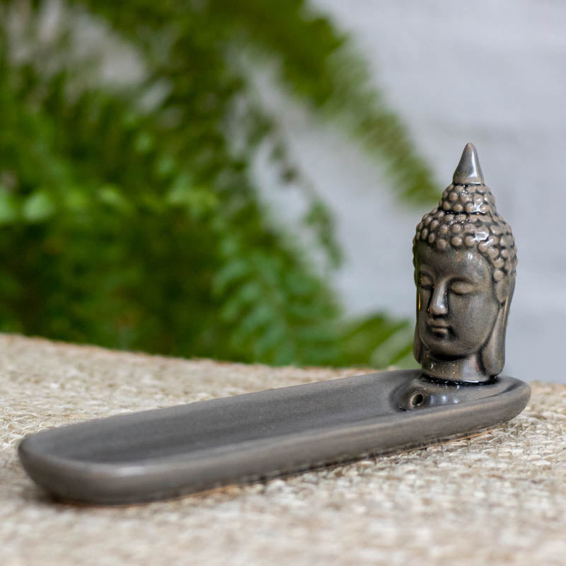 Incensário Régua Buda Head | Porcelana Cinza buda,budismo,incensario,unisex