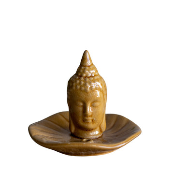 Porta Incenso Redondo Buddha em Porcelana | Âmbar buda,budismo,incensario,unisex