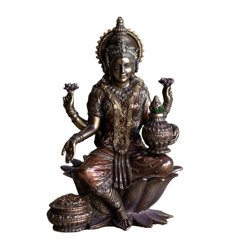 Escultura em Resina Deusa da Riqueza Lakshmi divindade,elas,estatuetas,hindu,lakshmi,veronese