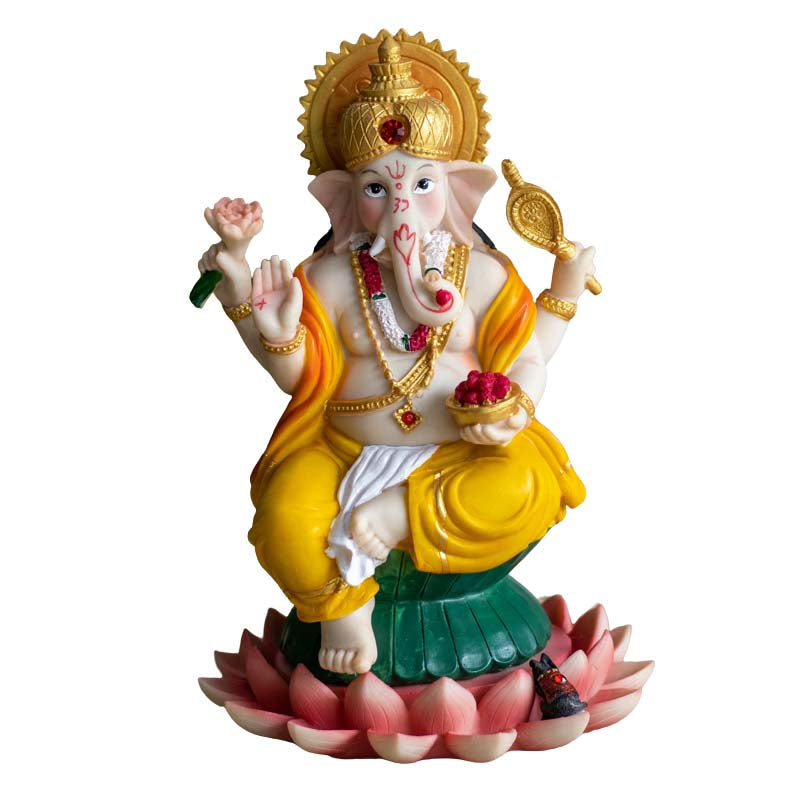 Estatueta Enfeite Ganesha Lótus 20cm divindade,estatuetas,ganesh,hindu,unisex