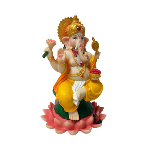 Estatueta Enfeite Ganesha Lótus 20cm divindade,estatuetas,ganesh,hindu,unisex