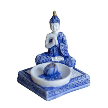 Enfeite / Incensário Redondo - Buddha Blue Zen enfeite presente Budismo buda,budismo,eles,incensario