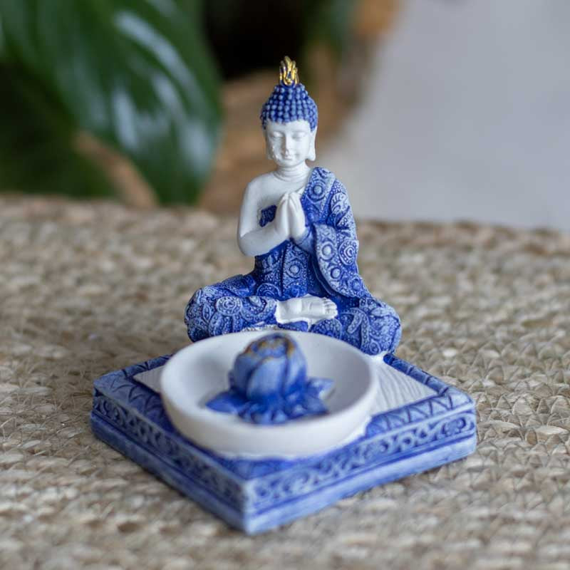 Enfeite / Incensário Redondo - Buddha Blue Zen enfeite presente Budismo buda,budismo,eles,incensario-03