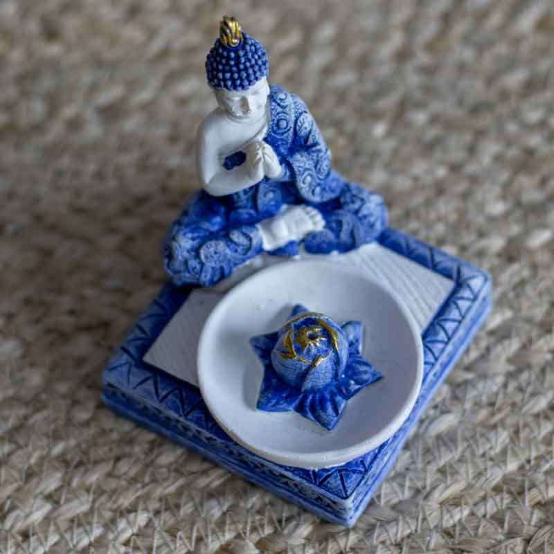 Enfeite / Incensário Redondo - Buddha Blue Zen enfeite presente Budismo buda,budismo,eles,incensario-06